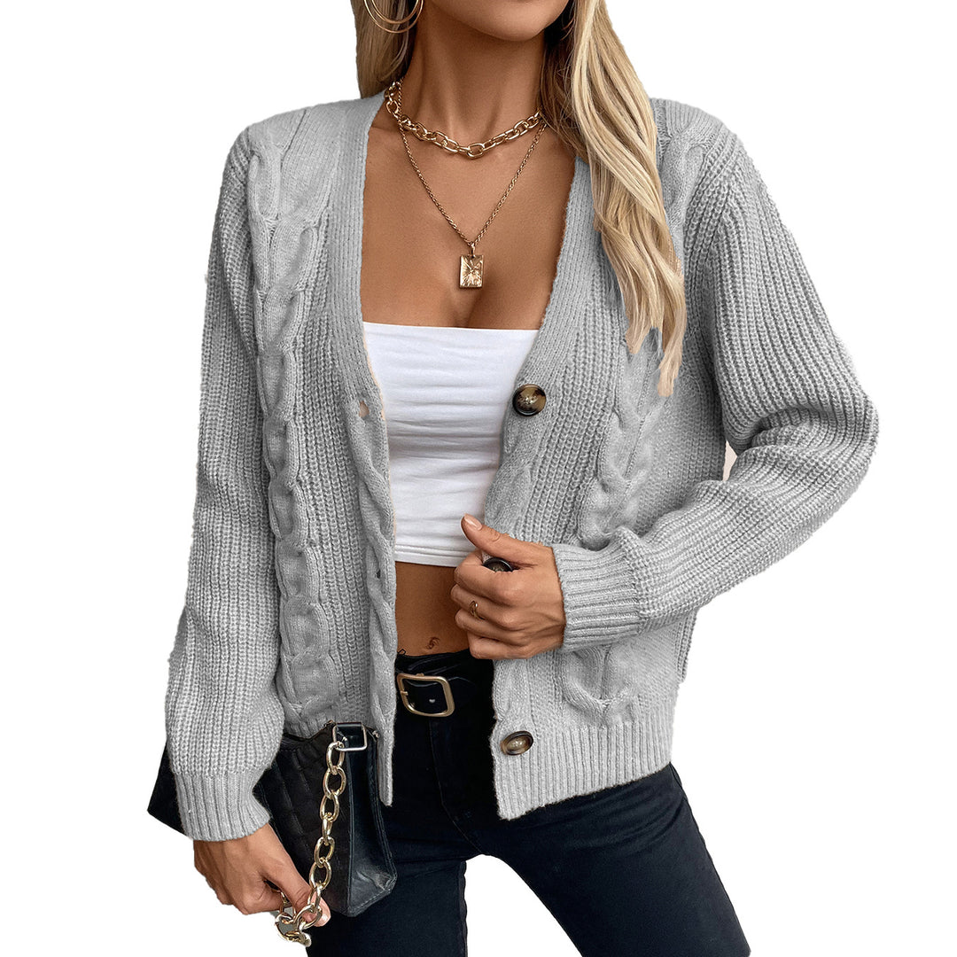 Damen Strickjacke mit Zopfmuster und Knopfdetails EB