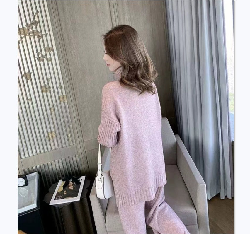 Damen Weicher Strickpullover mit hohen Kragen und lässigem Schnitt EB
