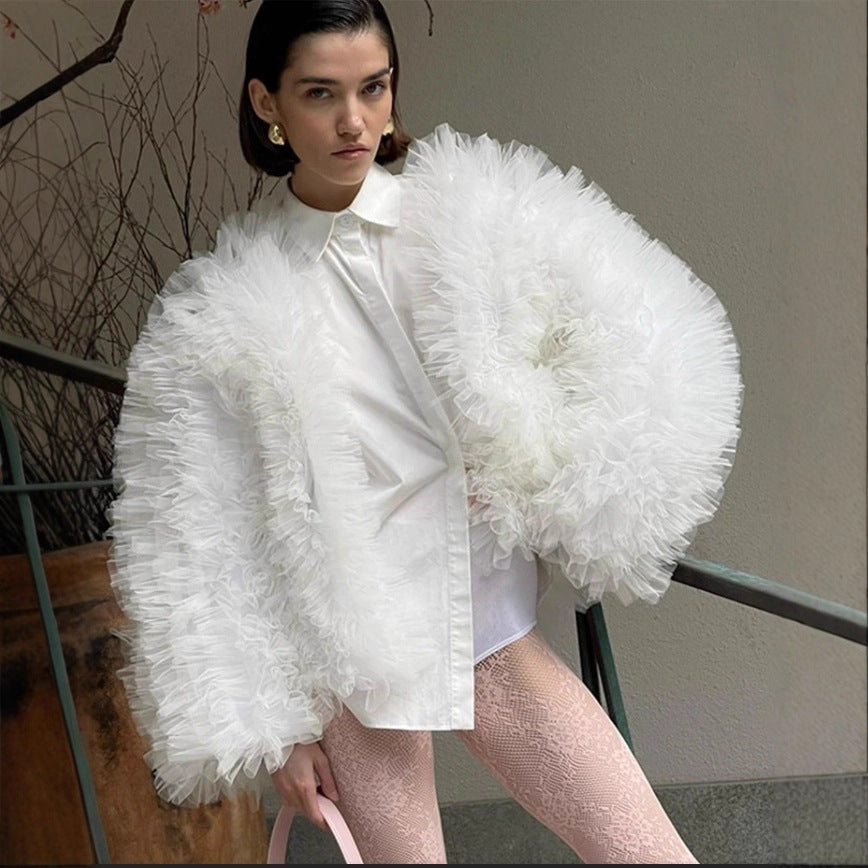 Damen Voluminöse Tülljacke EB