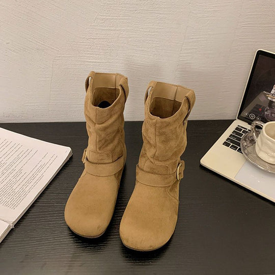Damen Stiefeletten mit modischem Raffungselement und praktischen Schnallen EB