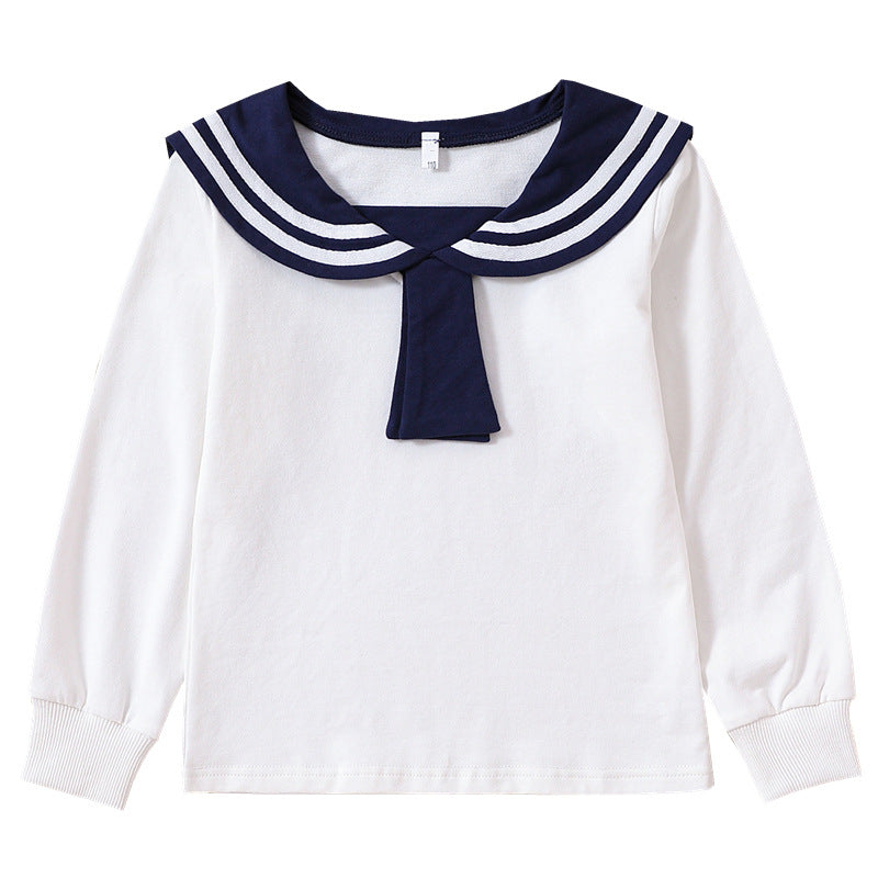Mädchen Matrosen Sweatshirt mit stylischem Kragen EB