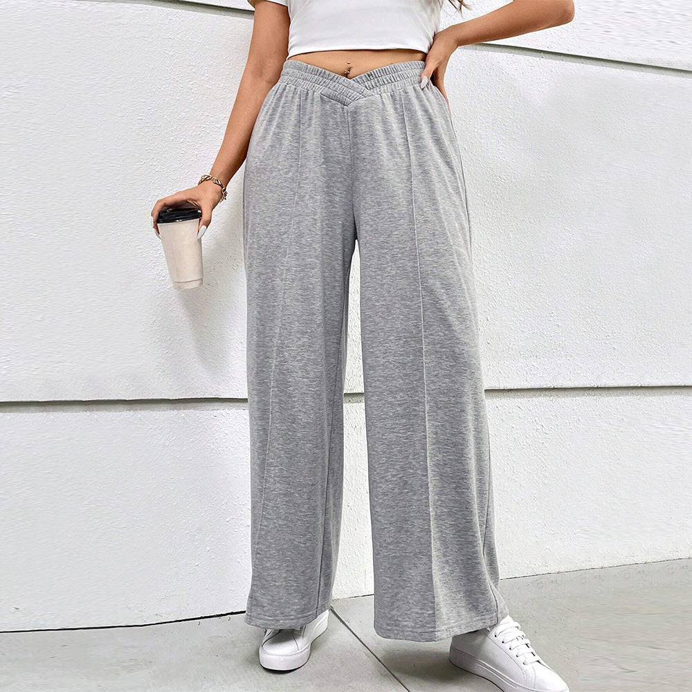Damen weit geschnittene Freizeithose mit elastischem Bund und Cross-Over-Design EB