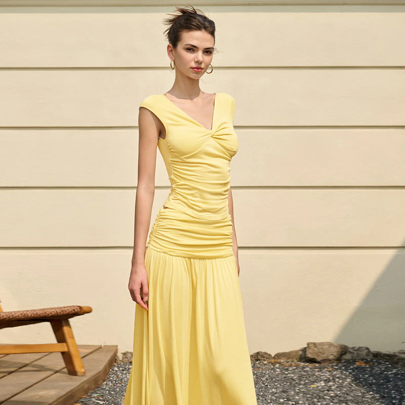 Damen Maxikleid mit raffiniertem Rüschendesign und taillierter Passform EB