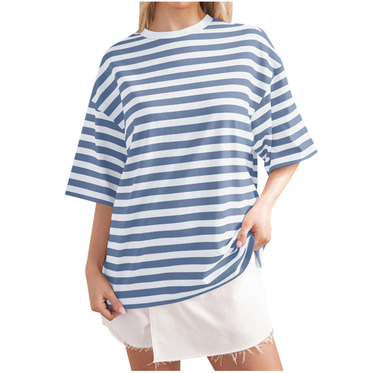 Damen Lässiges Oversized T-Shirt mit breiten Streifen EB