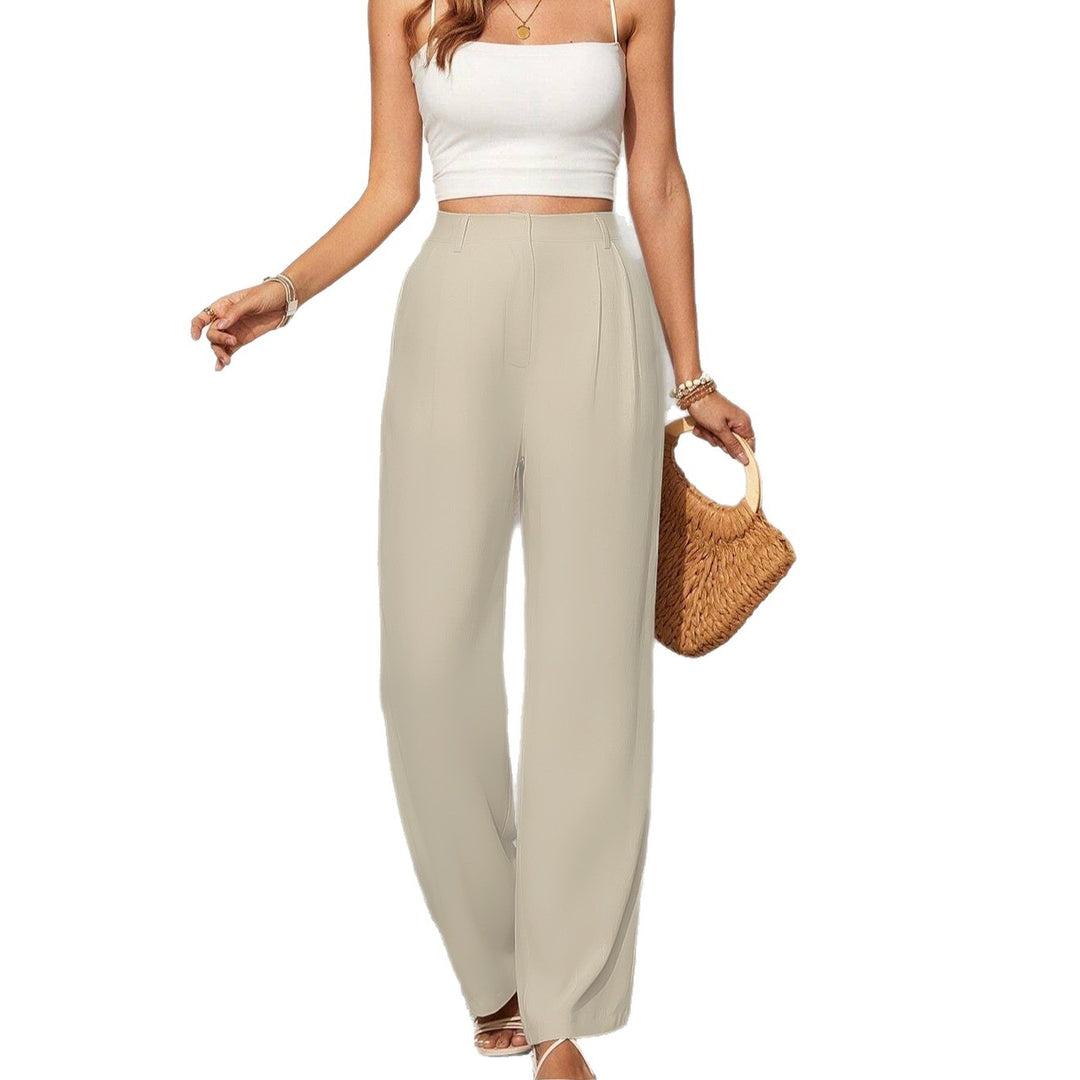 Damen Weite High-Waist Hose mit eleganten Falten EB