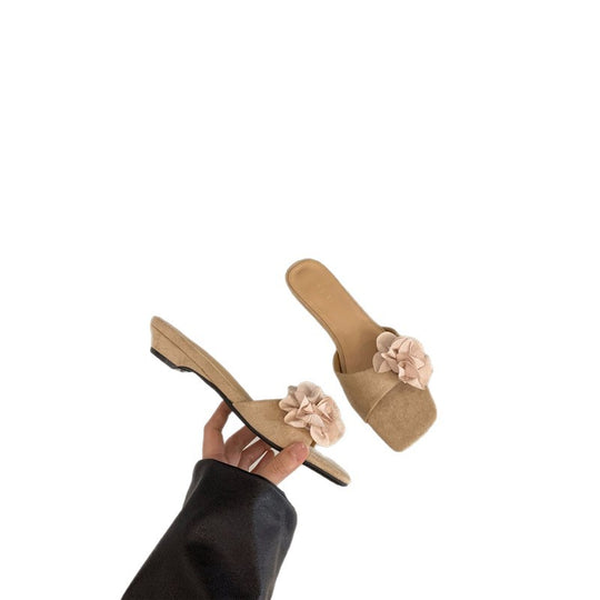 Damen modische Slipper mit Blumenapplikationen EB