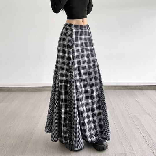 Damen Maxirock mit modernem Karomuster und eleganter Schlitzgestaltung EB