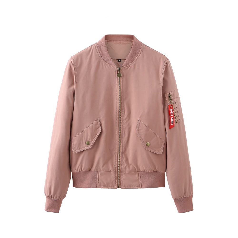 Damen modische Bomberjacke mit praktischen Seitentaschen und elastischen Bündchen EB