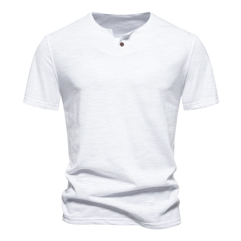 Herren Kurzarm-Henley-Shirt mit elegantem Knopfdesign EB