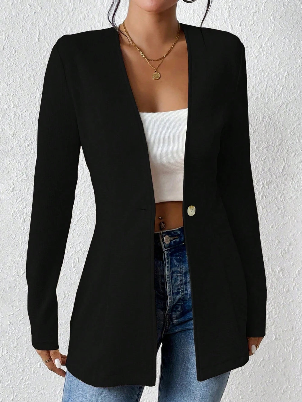 Damen elegante Blazerjacke mit asymmetrischem Schnitt EB