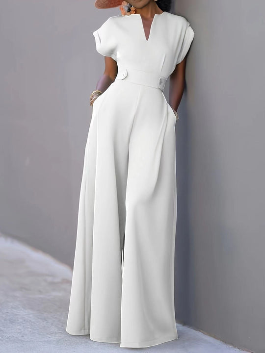 Damen eleganter Jumpsuit mit weitem Bein und praktischen Taschen EB