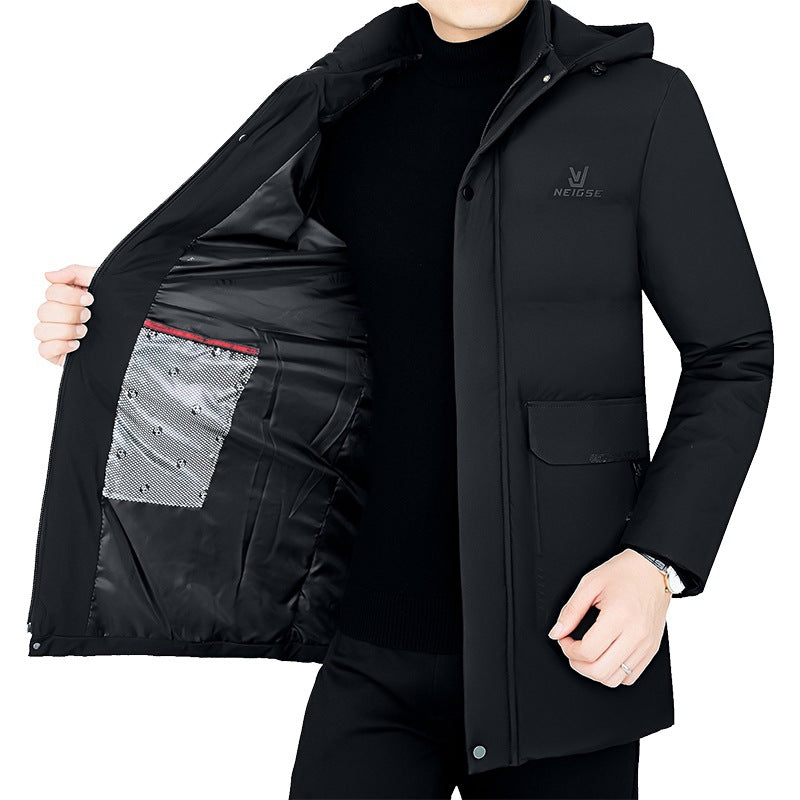 Herren Thermo-Winterkurzmantel mit luxuriösem Kunstfell-Innenfutter und Stehkragen EB