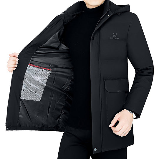 Herren Thermo-Winterkurzmantel mit luxuriösem Kunstfell-Innenfutter und Stehkragen EB