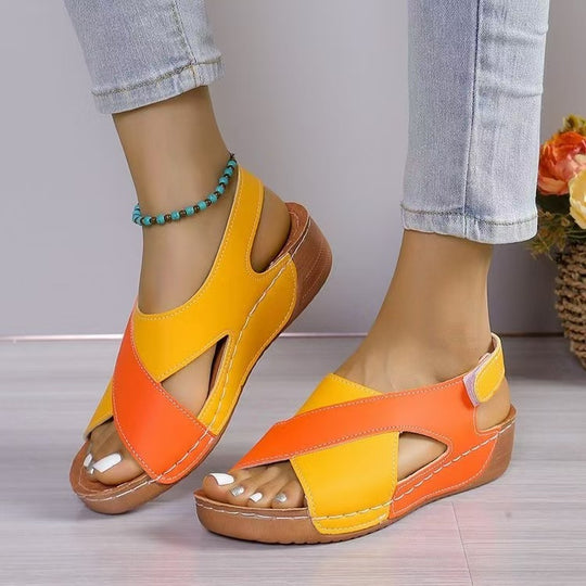 Damen bequeme Zehentrenner-Sandalen mit ergonomischem Fußbett und verstellbarem Riemen EB