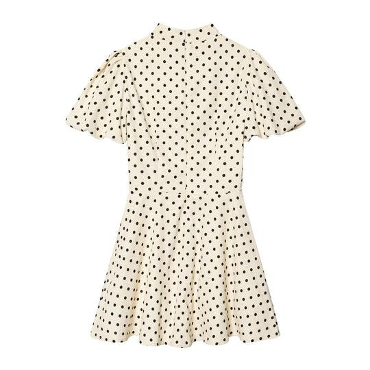 Damen A-Linien Kleid mit hochgeschlossenem Kragen und voluminösen Ärmeln EB