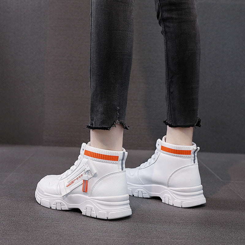 Damen Hohe Sneakers mit modischem Reißverschluss und atmungsaktivem Innenfutter EB