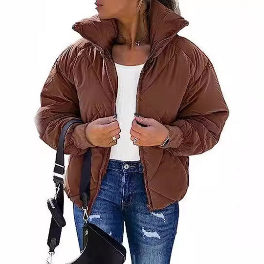 Damen Wärmeisolierte Steppjacke mit hohem Kragen und elastischen Bündchen EB