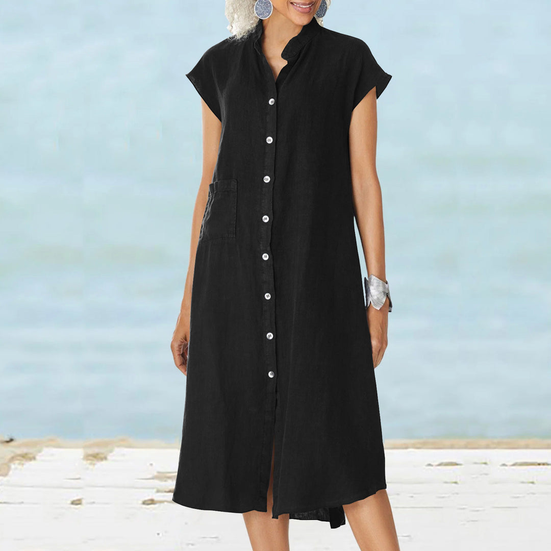 Damen Hemdblusenkleid mit funktionalen Taschen und luftiger Passform EB