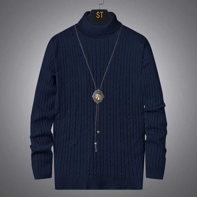 Herren Rollkragenpullover mit strukturiertem Zopfmuster EB