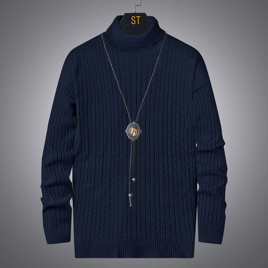 Herren Rollkragenpullover mit strukturiertem Zopfmuster EB