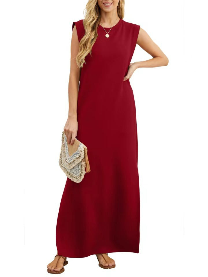 Damen Maxikleid mit modernen Schulterdetails und fließendem Schnitt EB
