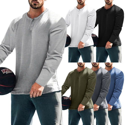 Herren Langärmliges T-Shirt mit Knopfleiste EB
