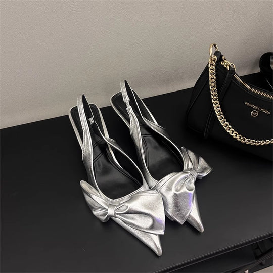 Damen elegante Slingpumps mit Schleife EB