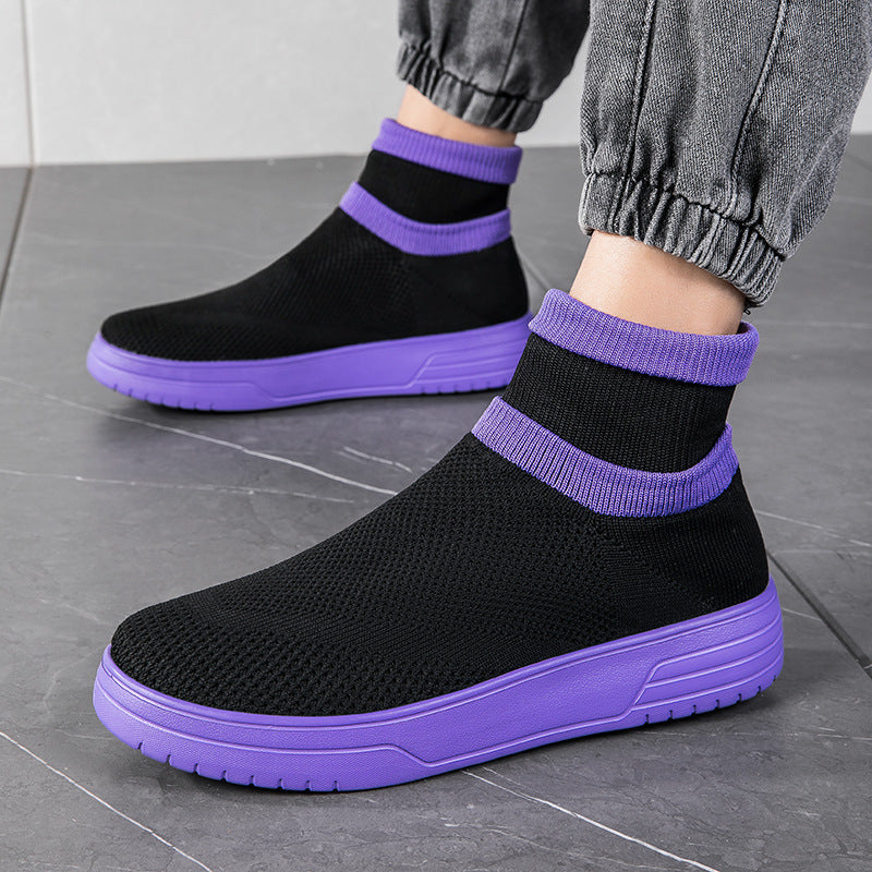 Damen Sportliche Stricksneaker mit elastischem Knöchelschutz und rutschfestem Profil EB