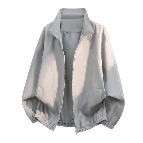 Herren oversized Leichtblouson mit Stehkragen, elastischem Saum und dekorativen Kontrastnähten EB