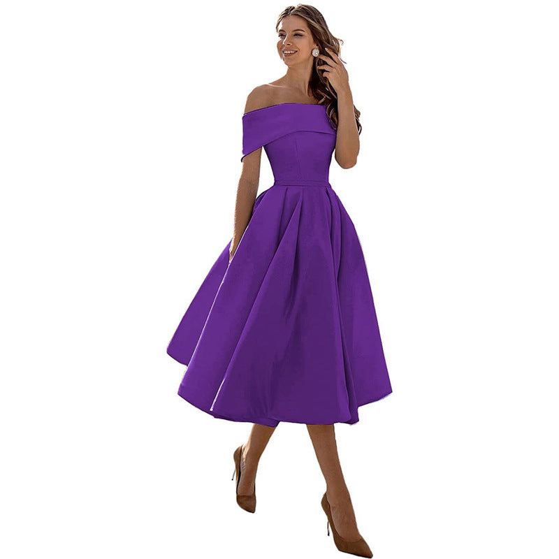 EB | Legere Mode Satin Cocktailkleid Ohne Träger