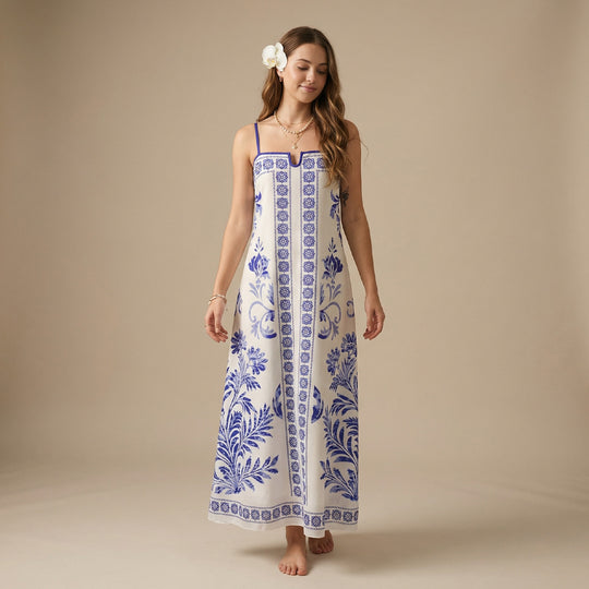 Damen Sommerkleid mit floralen Mustern und leichter luftiger Passform EB
