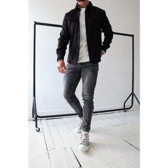Herren Hemdjacke mit Brusttaschen und taillierter Passform EB