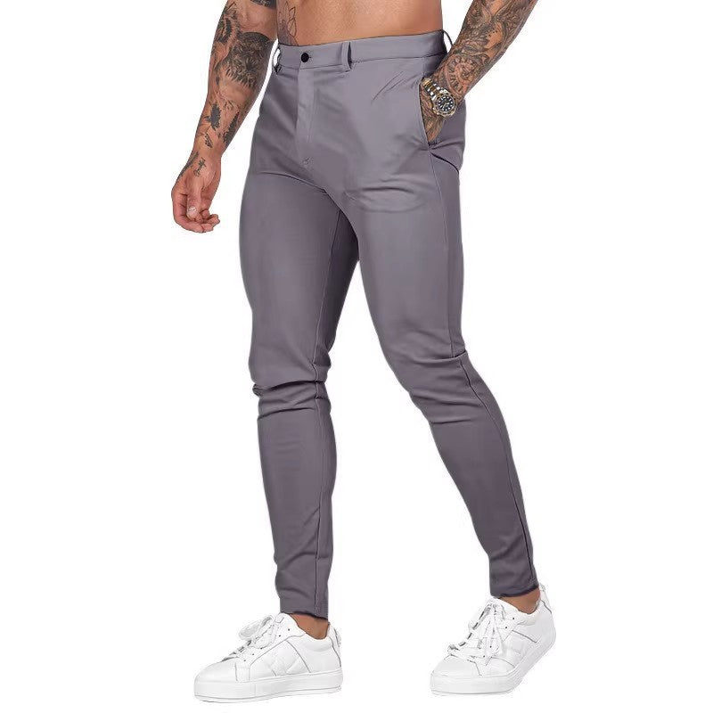 Herren elegante Slim-Fit Chinohose mit elastischem Bund und praktischen Taschen EB