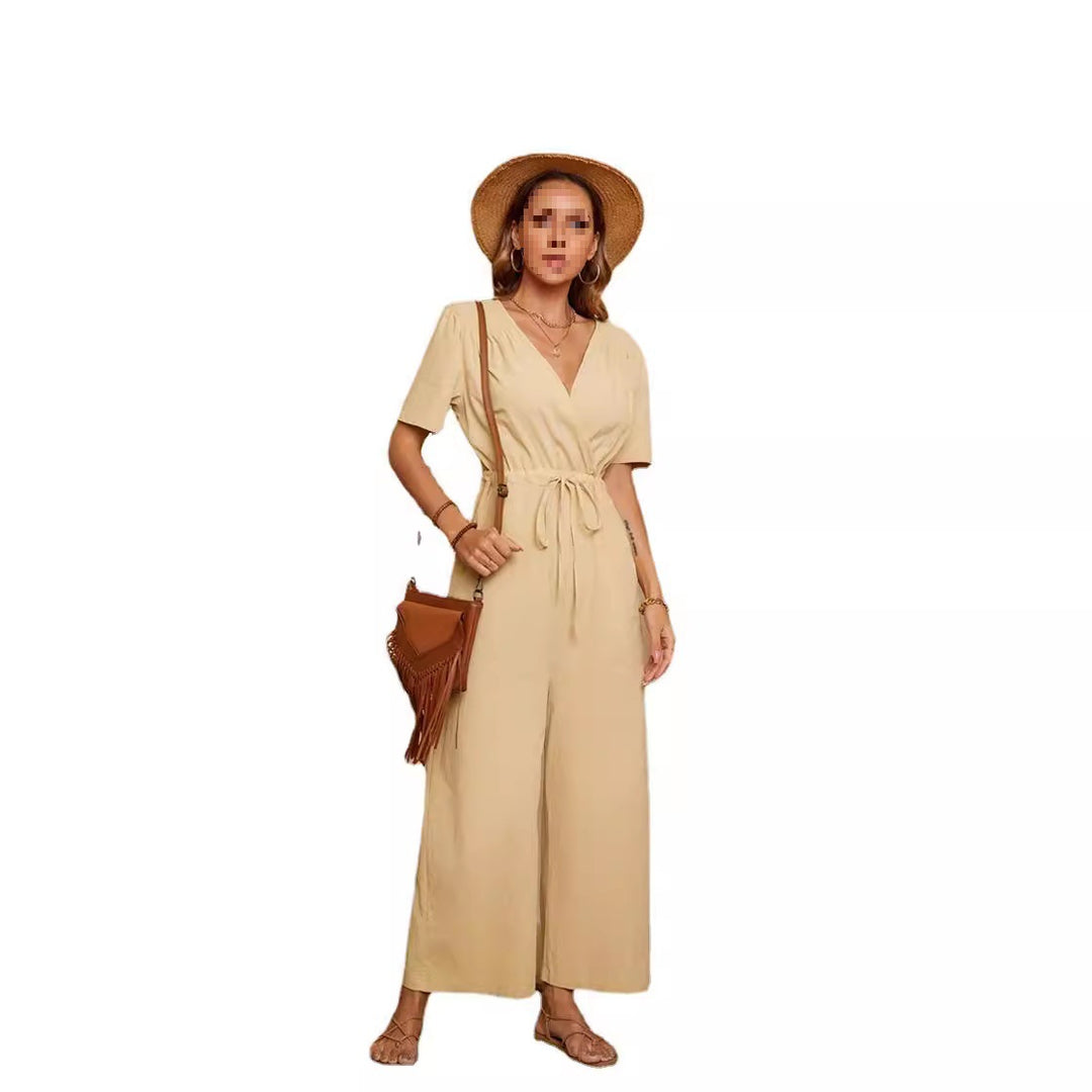 Damen Lässiger Jumpsuit mit hohem Bund und praktischen Taschen EB