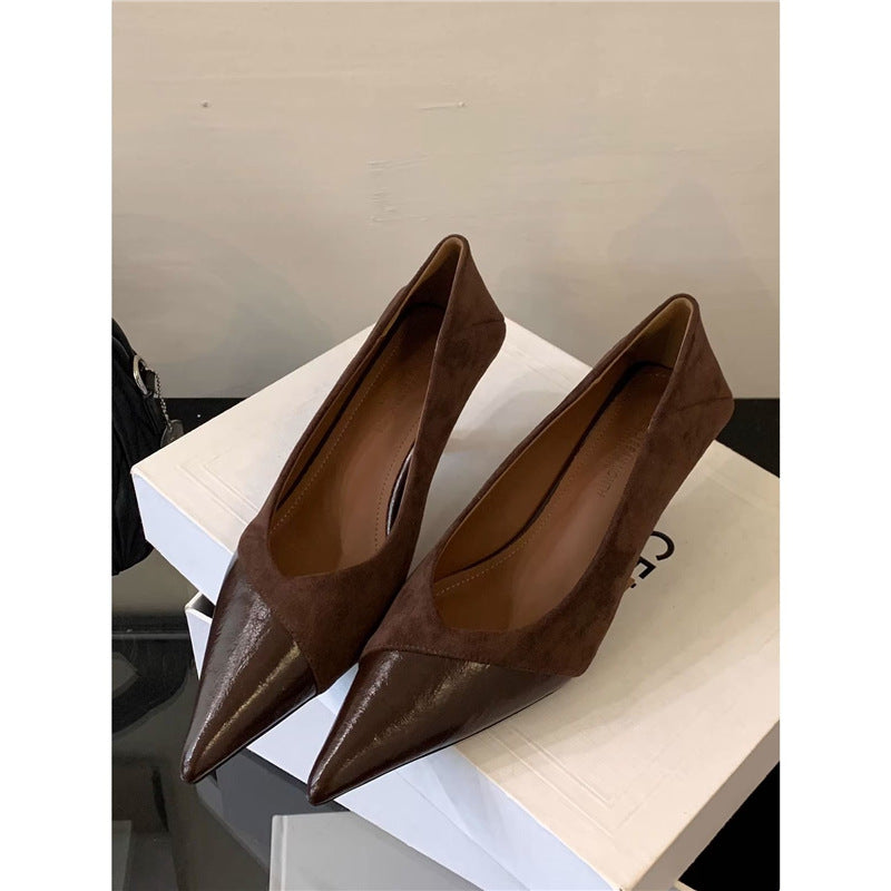 Damen spitze Pumps aus hochwertigem Veloursleder und Lack EB