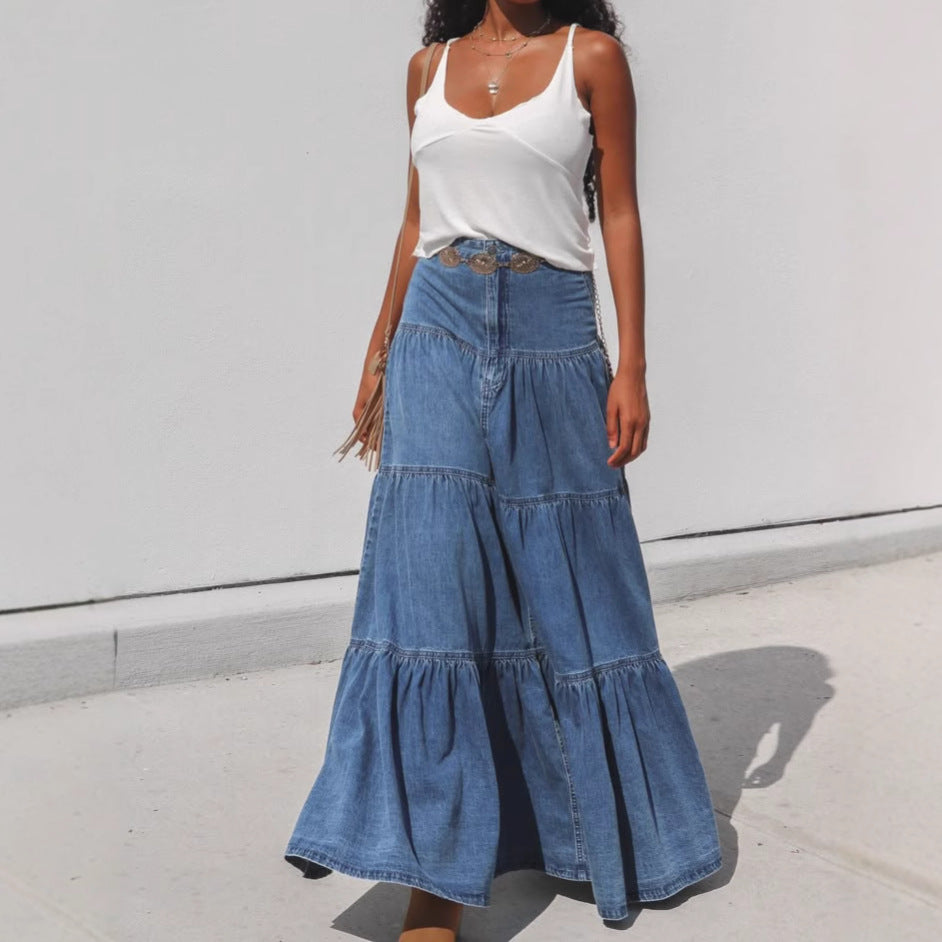 Damen luftiges Jeanskleid EB