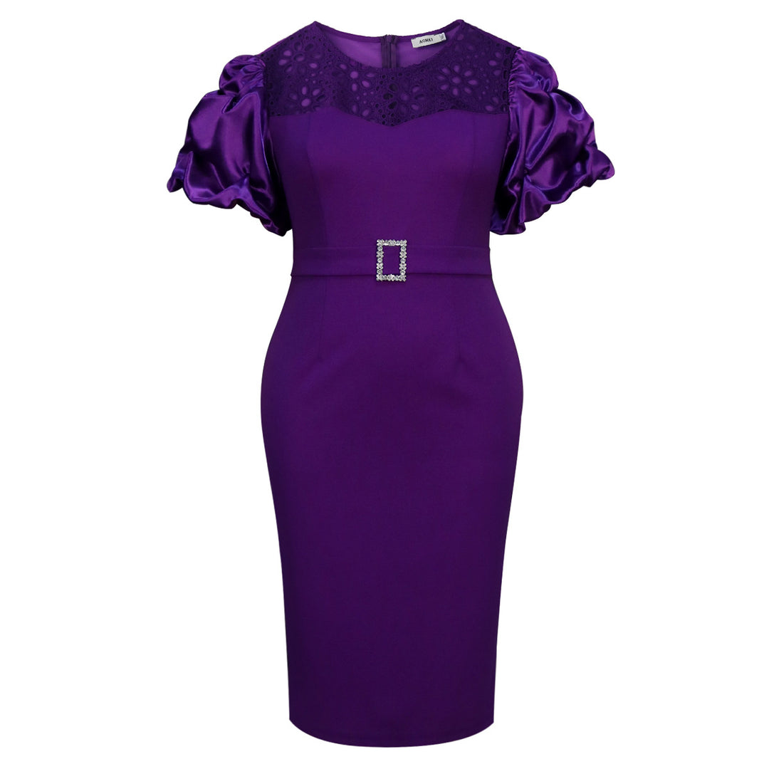 Damen Figurbetontes Cocktailkleid mit kreativem Rüschendesign und dekorativem Taillengürtel EB