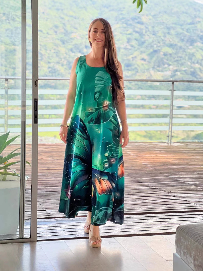 Damen Maxikleid mit floralem Design und fließendem Schnitt EB