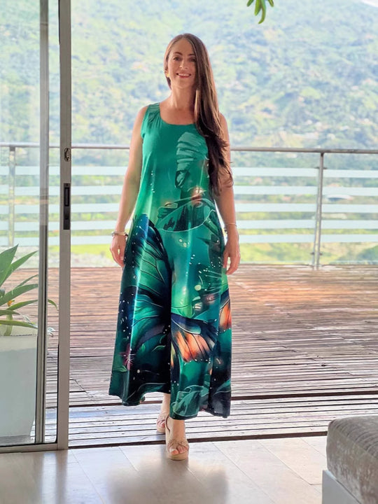 Damen Maxikleid mit floralem Design und fließendem Schnitt EB