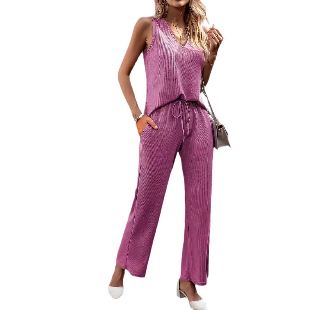 Damen lässiges Ensemble aus Top und weiten Hosen EB