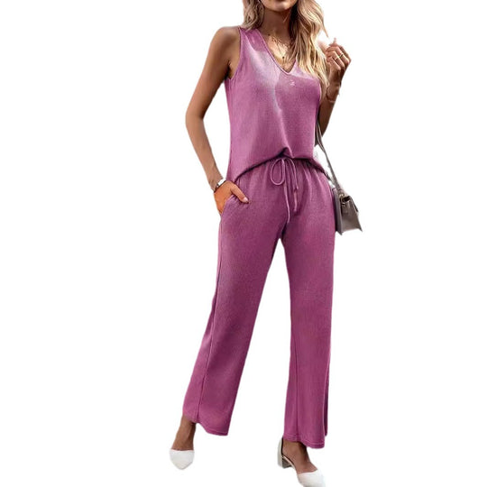 Damen lässiges Ensemble aus Top und weiten Hosen EB