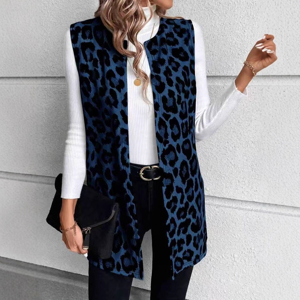 Damen Mode Weste mit Leopardenmuster EB
