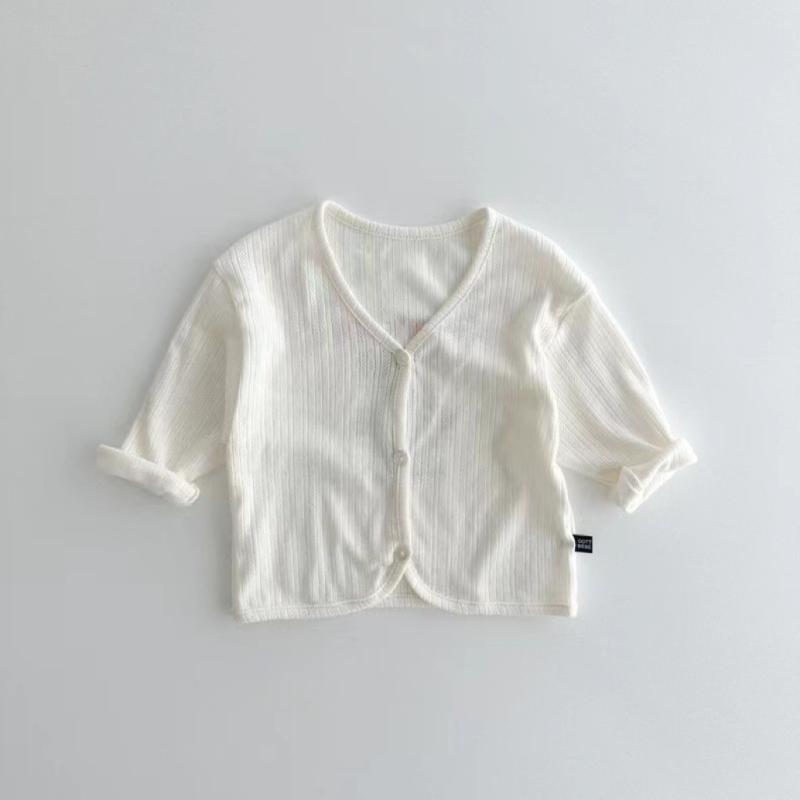 Unisex nan weicher gerippter Strickbaby-Cardigan mit V-Ausschnitt und hochkrempelbaren Ärmeln EB