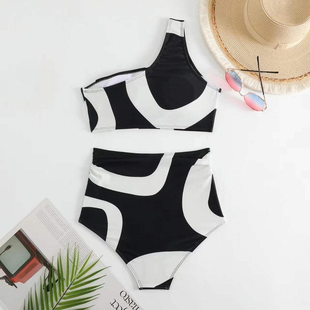 Damen Bikini-Set mit asymmetrischem Oberteil und elegantem Wickelrock EB