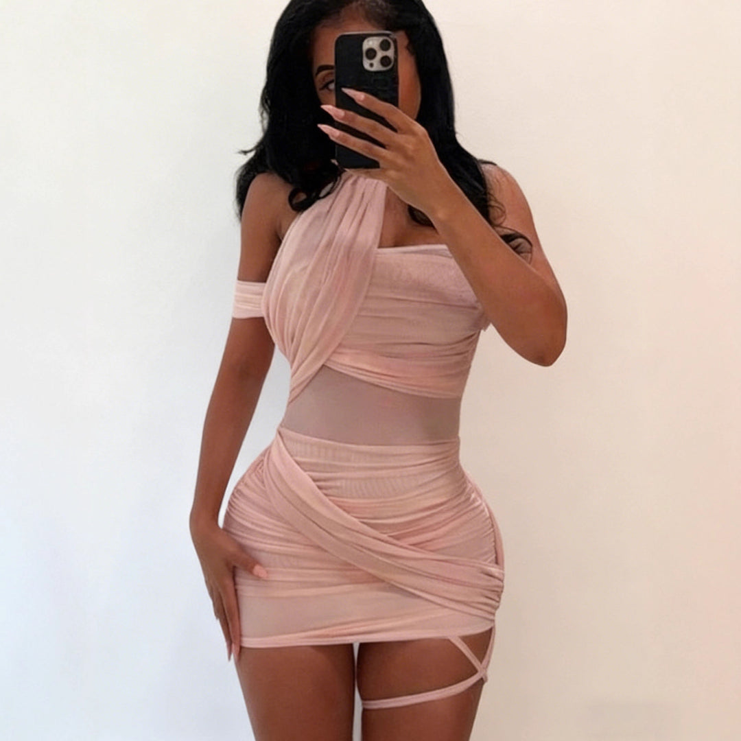 Damen Figurbetontes Wickelkleid mit asymmetrischem Design EB