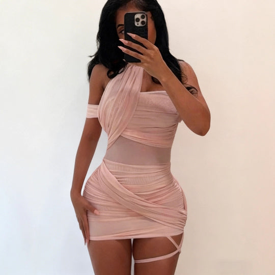 Damen Figurbetontes Wickelkleid mit asymmetrischem Design EB