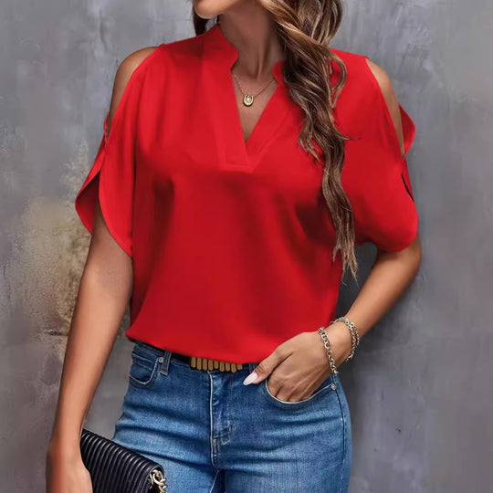 Damen elegante Bluse mit Cut-Out-Ärmeln EB