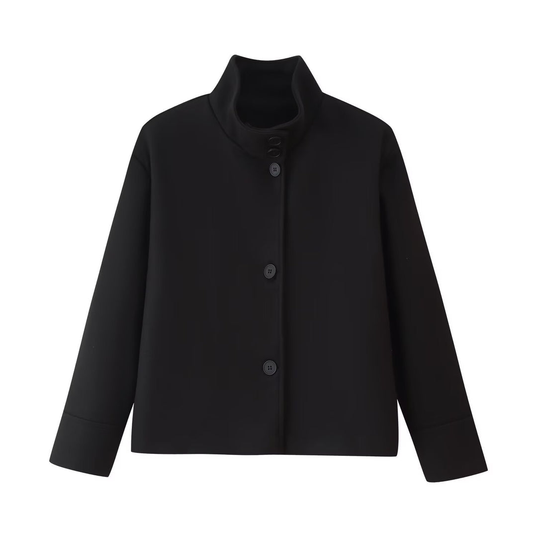 Damen legere Übergangsjacke mit schickem Stehkragen und dekorativen KnopfDETAILS EB