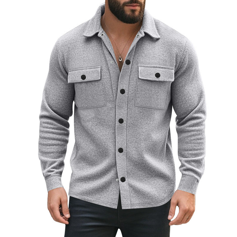 Herren nan gefütterte Hemdjacke mit Fleecefutter, aufgesetzten Brustklappen und Druckknopfleiste EB