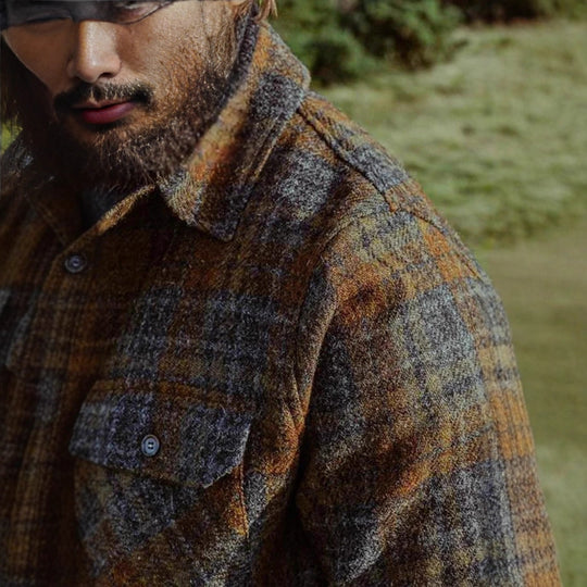 Herren Gemusterte Flanelljacke mit praktischen Taschen EB